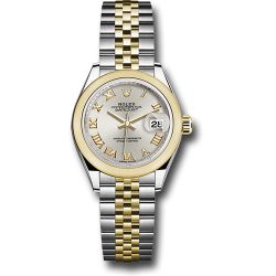  *Pre-Owned* Rolex Steel and Yellow Gold Rolesor Lady-Datejust 28 Watch - Domed Bezel - Silver Roman Dial - Jubilee Bracelet