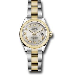  *Pre-Owned* Rolex Steel and Yellow Gold Rolesor Lady-Datejust 28 Watch - Domed Bezel - Silver Roman Dial - Oyster Bracelet