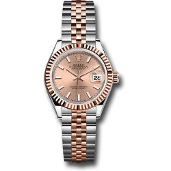  *Pre-Owned* Rolex Everose Rolesor Lady-Datejust Watch - Fluted Bezel - RosÃ© Index Dial - Jubilee Bracelet