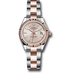  *Pre-Owned* Rolex Steel and Everose Gold Rolesor Lady-Datejust 28 Watch - Fluted Bezel - Sundust Index Dial - Oyster Bracelet