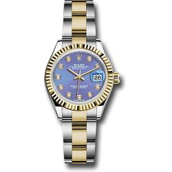  *Pre-Owned* Rolex Steel and Yellow Gold Rolesor Lady-Datejust 28 Watch - Fluted Bezel - Lavender Diamond Dial - Oyster Bracelet