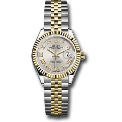  *Pre-Owned* Rolex Steel and Yellow Gold Rolesor Lady-Datejust 28 Watch - Fluted Bezel - Silver Roman Dial - Jubilee Bracelet