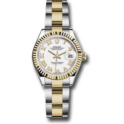  *Pre-Owned* Rolex Steel and Yellow Gold Rolesor Lady-Datejust 28 Watch - Fluted Bezel - White Roman Dial - Oyster Bracelet