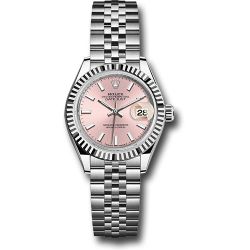  *Pre-Owned* Rolex Steel and White Gold Rolesor Lady-Datejust 28 Watch - Fluted Bezel - Pink Index Dial - Jubilee Bracelet