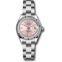 *Pre-Owned* Rolex Steel and White Gold Rolesor Lady-Datejust 28 Watch - Fluted Bezel - Pink Index Dial - Oyster Bracelet
