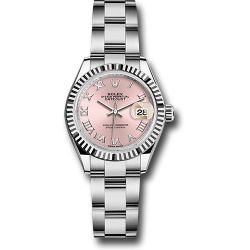  *Pre-Owned* Rolex Steel and White Gold Rolesor Lady-Datejust 28 Watch - Fluted Bezel - Pink Roman Dial - Oyster Bracelet