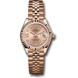  *Pre-Owned* Rolex Everose Gold Lady-Datejust Watch - Fluted Bezel - RosÃ© Star Diamond Roman 9 Dial - Jubilee Bracelet