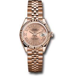  *Pre-Owned* Rolex Everose Gold Lady-Datejust Watch - Fluted Bezel - RosÃ© Roman Dial - Jubilee Bracelet