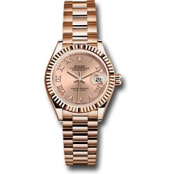  *Pre-Owned* Rolex Everose Gold Lady-Datejust Watch - Fluted Bezel - RosÃ© Roman Dial - President Bracelet