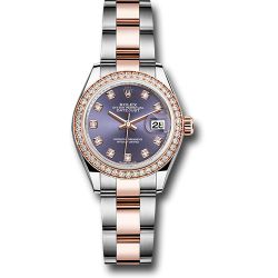  *Pre-Owned* Rolex Steel and Everose Gold Rolesor Lady-Datejust 28 Watch - Diamond Bezel - Aubergine Diamond Dial - Oyster Bracelet