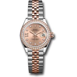  *Pre-Owned* Rolex Everose Rolesor Lady-Datejust Watch - Diamond Bezel - RosÃ© Star Diamond Roman 9 Dial - Jubilee Bracelet