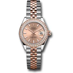  *Pre-Owned* Rolex Everose Rolesor Lady-Datejust Watch - Diamond Bezel - RosÃ© Index Dial - Jubilee Bracelet