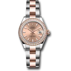  *Pre-Owned* Rolex Everose Rolesor Lady-Datejust Watch - Diamond Bezel - RosÃ© Index Dial - Oyster Bracelet