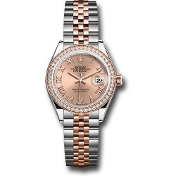  *Pre-Owned* Rolex Everose Rolesor Lady-Datejust Watch - Diamond Bezel - RosÃ© Roman Dial - Jubilee Bracelet
