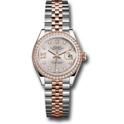 *Pre-Owned* Rolex Steel and Everose Gold Rolesor Lady-Datejust 28 Watch - Diamond Bezel - Sundust Diamond Star Dial - Jubilee Bracelet