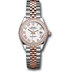  *Pre-Owned* Rolex Steel and Everose Gold Rolesor Lady-Datejust 28 Watch - Diamond Bezel - White Roman Dial - Jubilee Bracelet