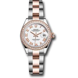  *Pre-Owned* Rolex Steel and Everose Gold Rolesor Lady-Datejust 28 Watch - Diamond Bezel - White Roman Dial - Oyster Bracelet