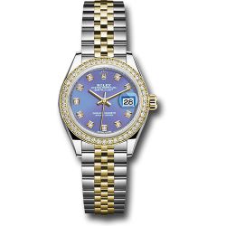  *Pre-Owned* Rolex Steel and Yellow Gold Rolesor Lady-Datejust 28 Watch - Diamond Bezel - Lavender Diamond Dial - Jubilee Bracelet
