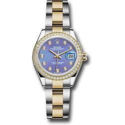  *Pre-Owned* Rolex Steel and Yellow Gold Rolesor Lady-Datejust 28 Watch - Diamond Bezel - Lavender Diamond Dial - Oyster Bracelet