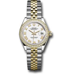  *Pre-Owned* Rolex Steel and Yellow Gold Rolesor Lady-Datejust 28 Watch - Diamond Bezel - White Roman Dial - Jubilee Bracelet