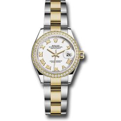  *Pre-Owned* Rolex Steel and Yellow Gold Rolesor Lady-Datejust 28 Watch - Diamond Bezel - White Roman Dial - Oyster Bracelet