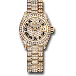  *Pre-Owned* Rolex Yellow Gold Lady-Datejust Watch - Diamond Case - Diamond Lugs - 44 Diamond Bezel - Diamond-Paved Diamond Roman Dial - President Bracelet