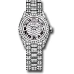  *Pre-Owned* Rolex White Gold Lady-Datejust Watch - Diamond Case - Diamond Lugs - 44 Diamond Bezel - Diamond-Paved Diamond Roman Dial - President Bracelet