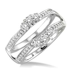 Delicate Diamond Insert Ring White Gold Diamond Wrap & Enhancer