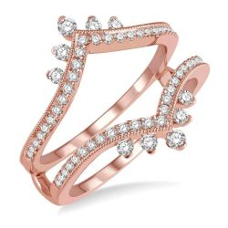 Fiora Chevron Diamond Insert Ring Rose Gold Diamond Wrap & Enhancer