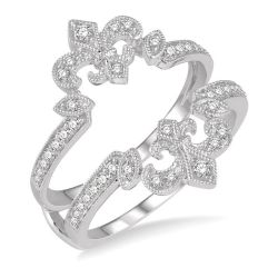 Amaranth Fleur De Lis Diamond Insert Ring White Gold Diamond Wrap & Enhancer
