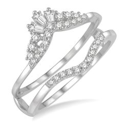 Celestia Chevron Baguette Diamond Insert Ring White Gold Diamond Wrap & Enhancer