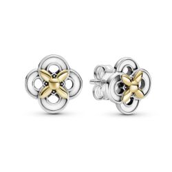 Flower Stud Two-Tone Earrings