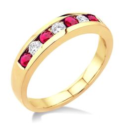 Isolde Radiance Aura Channel Set Alternate Gemstone & Diamond Wedding Band