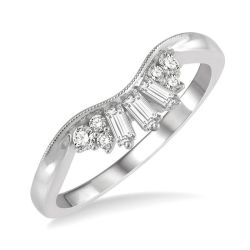Solstice Halo Aura Curved Baguette Diamond Wedding Band
