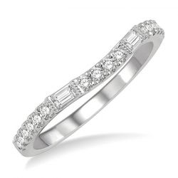 Curved Baguette Diamond Wedding Band