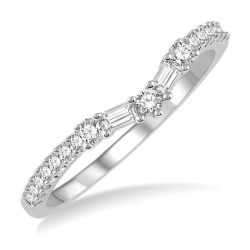 Bellona Ember Luxe Chevron Baguette Diamond Wedding Band
