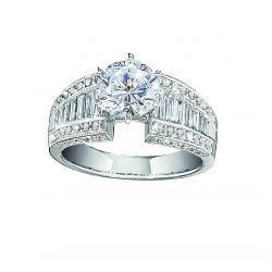 Diamond Round and Baguette Engagement Ring