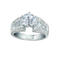Diamond Round and Baguette Engagement Ring