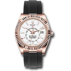  *Pre-Owned* Rolex Everose Gold Sky-Dweller Watch - White Index Dial - Oysterflex Bracelet