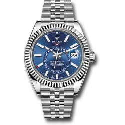  *Pre-Owned* Rolex Oyster Perpetual White Rolesor Sky-Dweller Watch - Blue Index Dial - Jubilee Bracelet