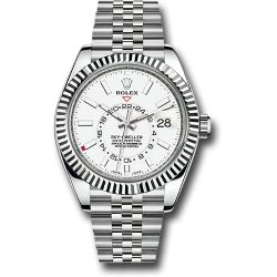  *Pre-Owned* Rolex Oyster Perpetual White Rolesor Sky-Dweller Watch - White Index Dial - Jubilee Bracelet