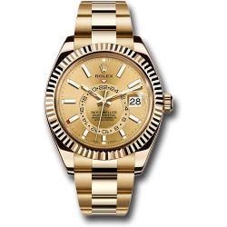   *Pre-Owned* Rolex Yellow Gold Sky-Dweller Watch - Champagne Index Dial - Oyster Bracelet