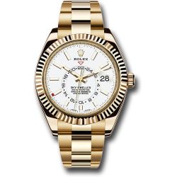  *Pre-Owned* Rolex Yellow Gold Sky-Dweller Watch - White Index Dial - Oyster Bracelet