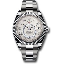  *Pre-Owned* Rolex White Gold Sky-Dweller Watch - Ivory Satin Finish Roman Dial - Oyster Bracelet
