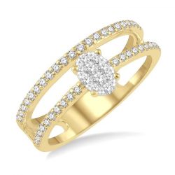 Double Row Oval Shape Shine Bright Diamond Fashion Ring