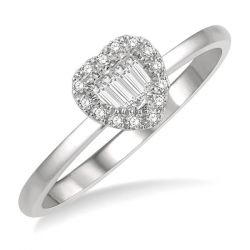 Heart Shape Baguette Diamond Fashion Ring