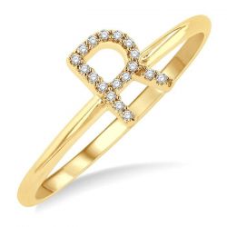 'R' Initial Diamond Ring