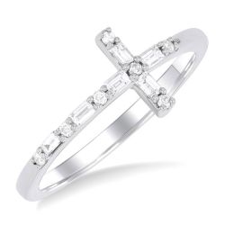Sideway Cross Baguette Diamond Fashion Ring