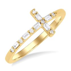 Sideway Cross Baguette Diamond Fashion Ring