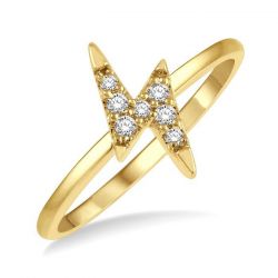 Stackable Lightning Bolt Shape Petite Diamond Fashion Ring
